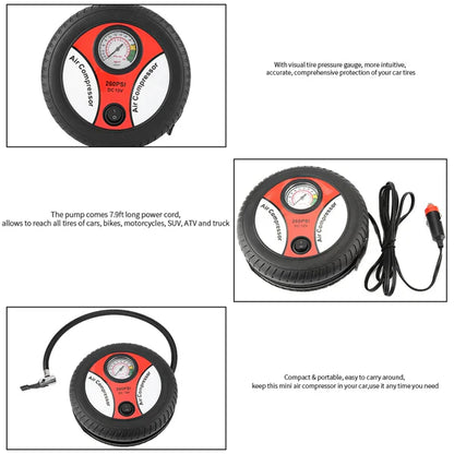 12V Mini Car Tire Inflator Pump – 260 PSI Portable Air Compressor