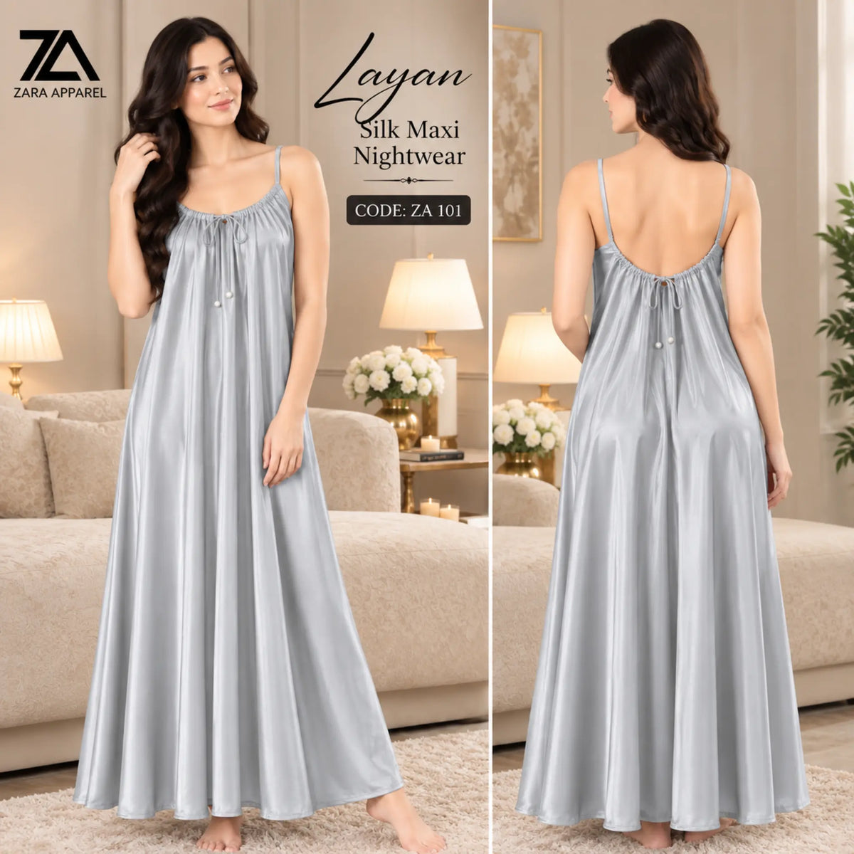 Layan Backless Silk Maxi Nightwear